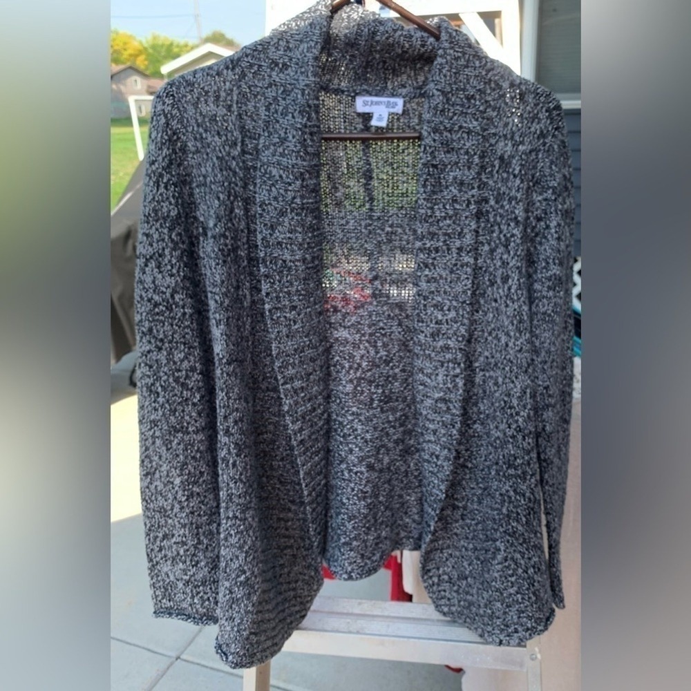 Black and white speckled heather sweater cardigan style  St. John's Bay‎ size PL